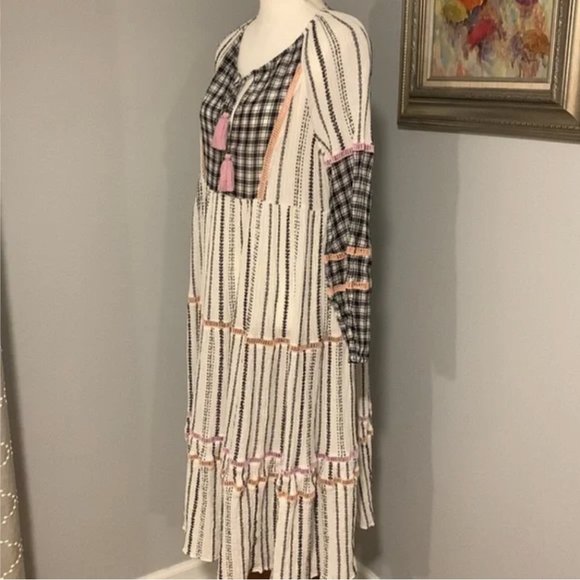 Veronica Beard Eileen Paneled Checked Georgette Midi Dress Size M - Picture 4 of 12